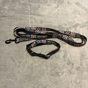 Unknow Brand Dog Collar (mid size adjustable) and Dog Leash (6ft) Blue & Orange